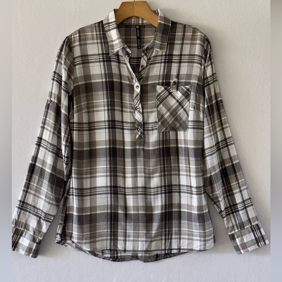 2 for $26 Kuhl Spectra Plaid Shirt Storm Gray Womens Small Pullover Roll Tab - Picture 5 of 10